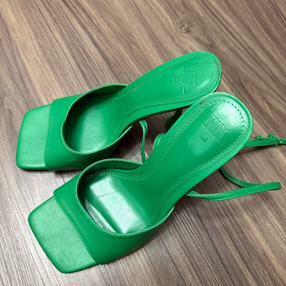 Zara Green Kelly Sandals women sz 38/8 - Picture 5 of 8